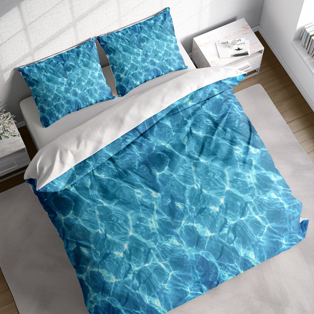 Clear Water Reflection Duvet Cover Set, Summer Blue Swimming Pool — free download