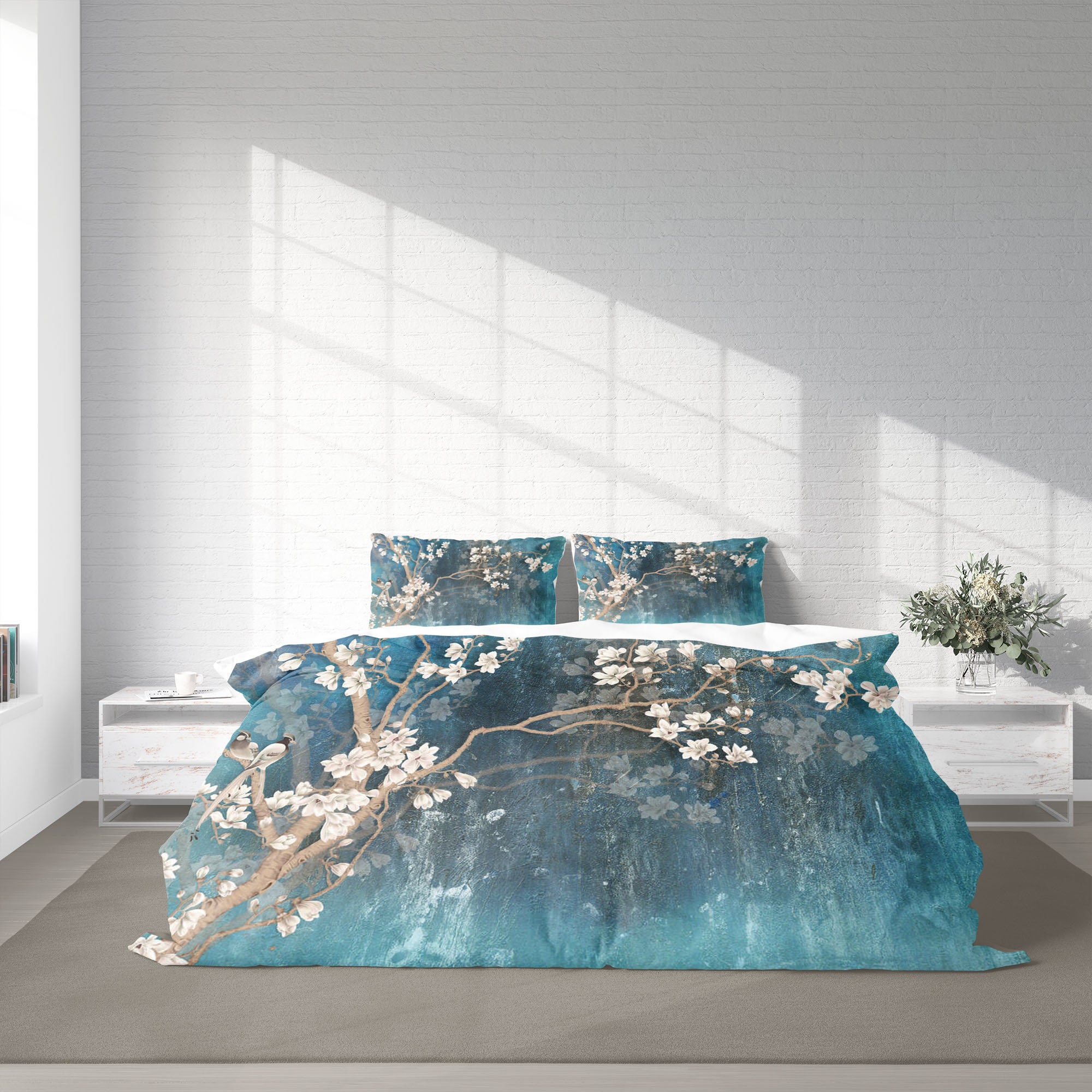 Discover Japanese Cherry Blossom Bird Painting Duvet Cover Set