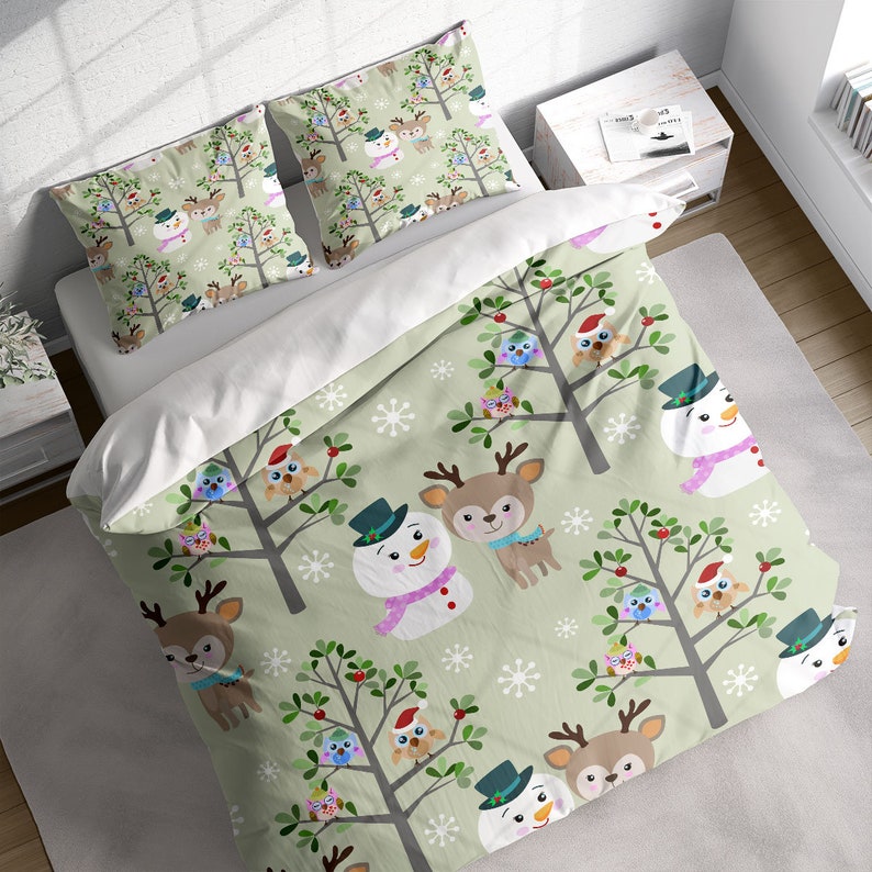 Snowman Reindeer Christmas Duvet Cover 