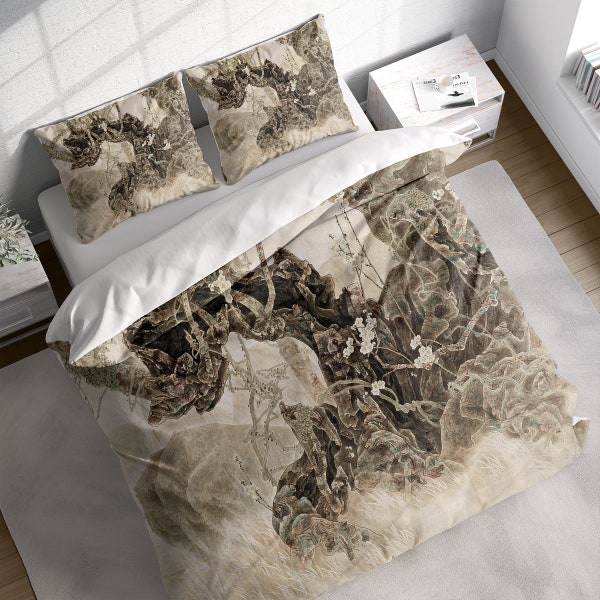 Ensemble de housse de couette Simple paysage Rock, ensemble de literie chinois asiatique, housse de couette avec taies d'oreiller, simple Double Twin Full Queen King Size