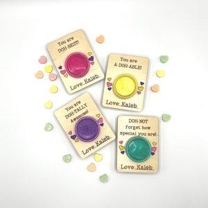 19 Wood Engraved Personalized Playdough Punny Valentines! - 4.50&quot; x 3.25&quot;