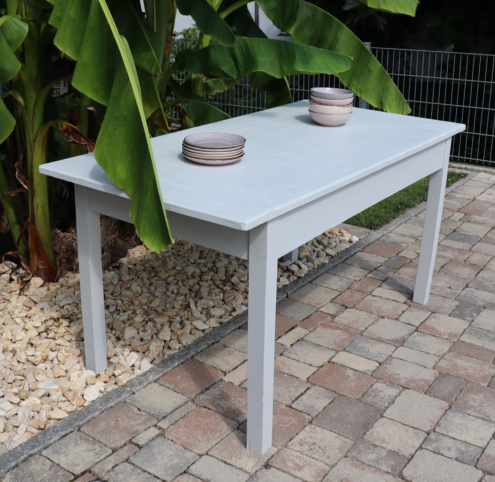 Alter großer Esstisch hellgrau Shabby chic Küchentisch | Etsy