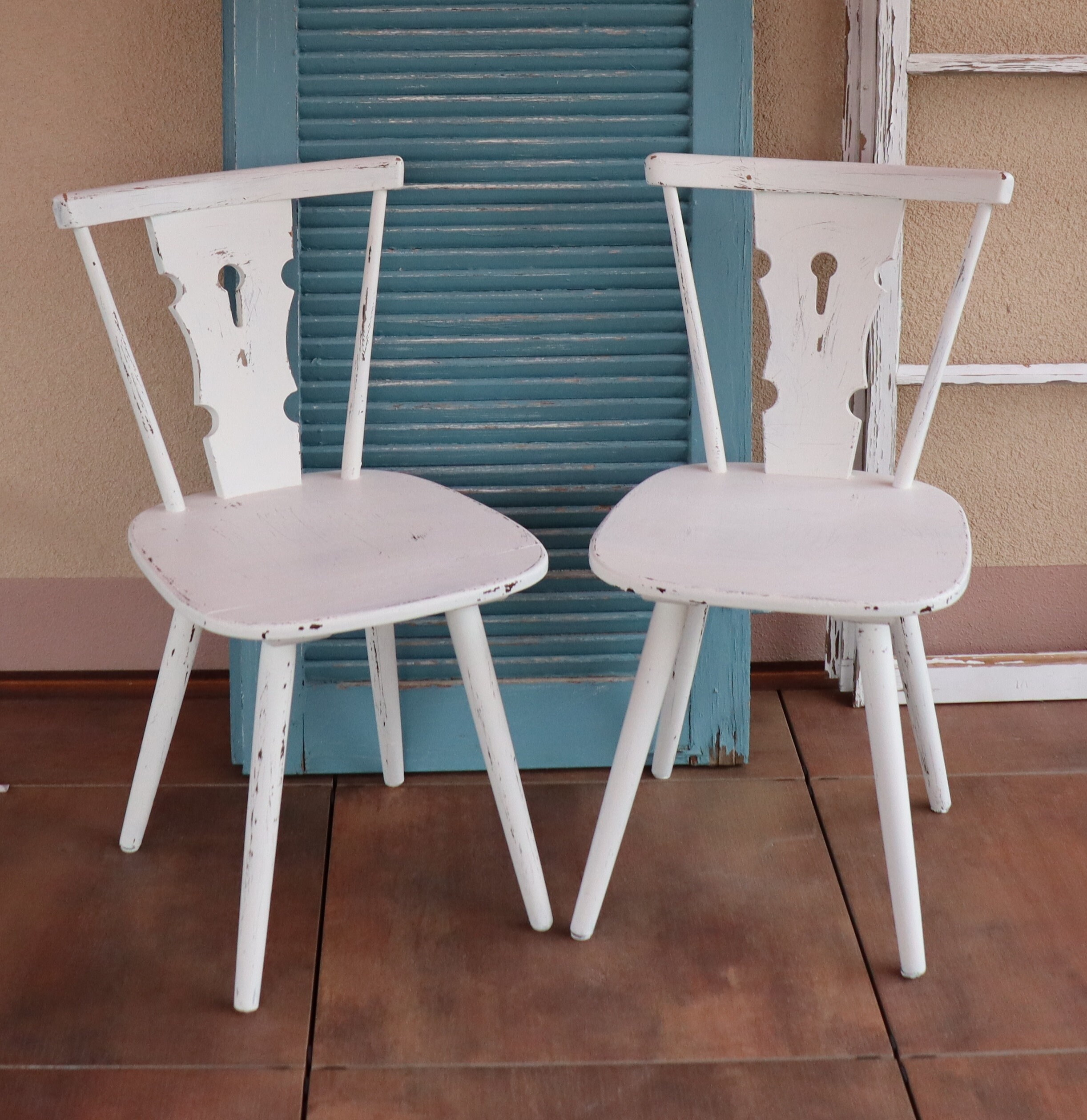 2-er Set antike weiße Stühle im Shabby chic Style Vintage | Etsy