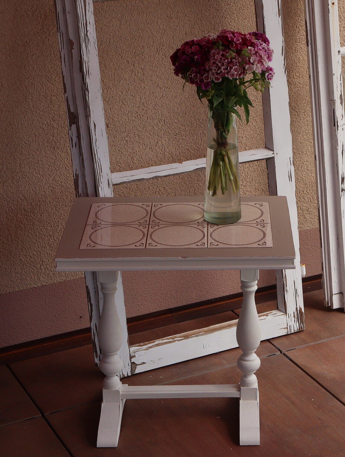 Alter Beistelltisch mit Fliesenplatte kleiner Tisch Shabby | Etsy