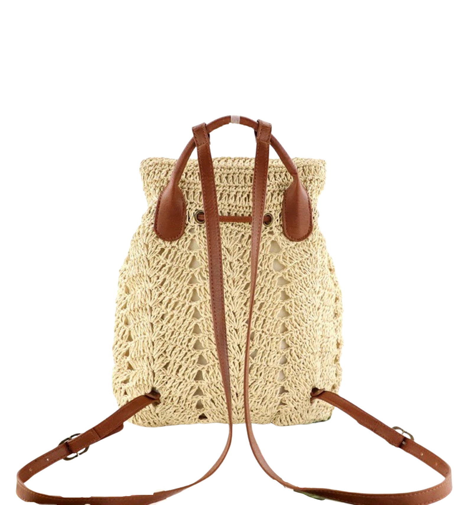 Straw Backpack for Women Handwoven Knitted Rattan and Eco Etsy