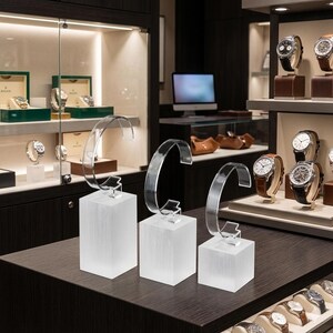 Matte Acrylic Watch Display Block Set – Modern Frosted Black Stand