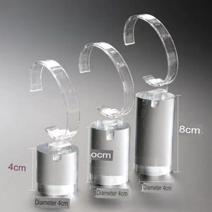 Clear Acrylic Watch Stand Set, Modern C-Cuff Display Holder, Minimalist Jewelry Stand