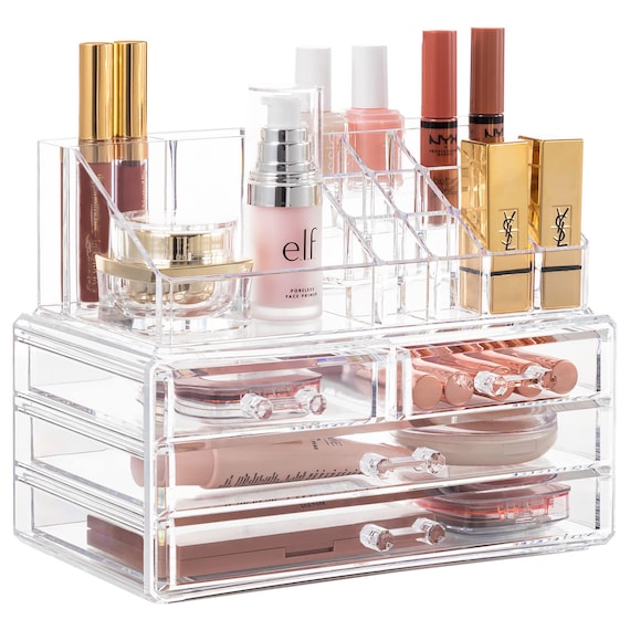 Make-up-Organizer aus transparentem Acryl mit Schubladen – Kosmetikaufbewahrung für den Schminktisch, Beauty-Organizer für die Badezimmerablage, Make-up-Präsentationsbox
