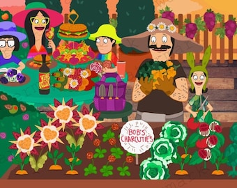 Bobs Burgers Garden Art Print 10 x 13 High Quality Matte Linda Tina Louise Bob Gene