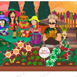 Bobs Burgers Garden Art Print 10 x 13 High Quality Matte Linda Tina Louise Bob Gene