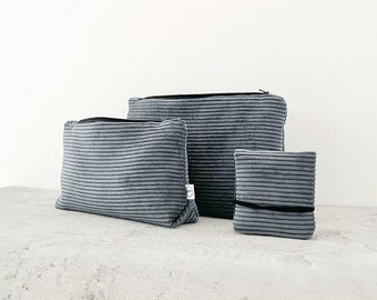 Set aus Kulturbeutel (L26 x H16 x B5cm), Kosmetiktasche (L20 x H12 x B3cm) und Hygiene-Mäppchen