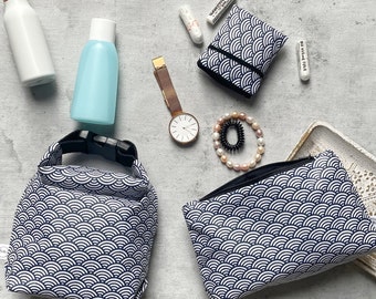 Blue Waves Culture Bags Set | Roll Top, Culture Bag & Cosmetic Bag Tampon Case