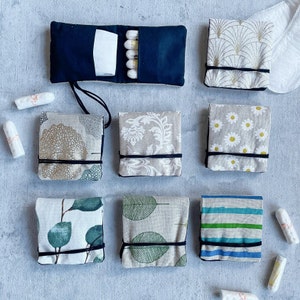Hygienetäschchen für Tampons und Binden, handgefertigt – 8,5 x 9cm, verschiedene Designs, ideal für unterwegs, nachhaltiger Versand
