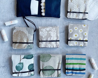 Hygienetäschchen für Tampons und Binden, handgefertigt – 8,5 x 9cm, verschiedene Designs, ideal für unterwegs, nachhaltiger Versand