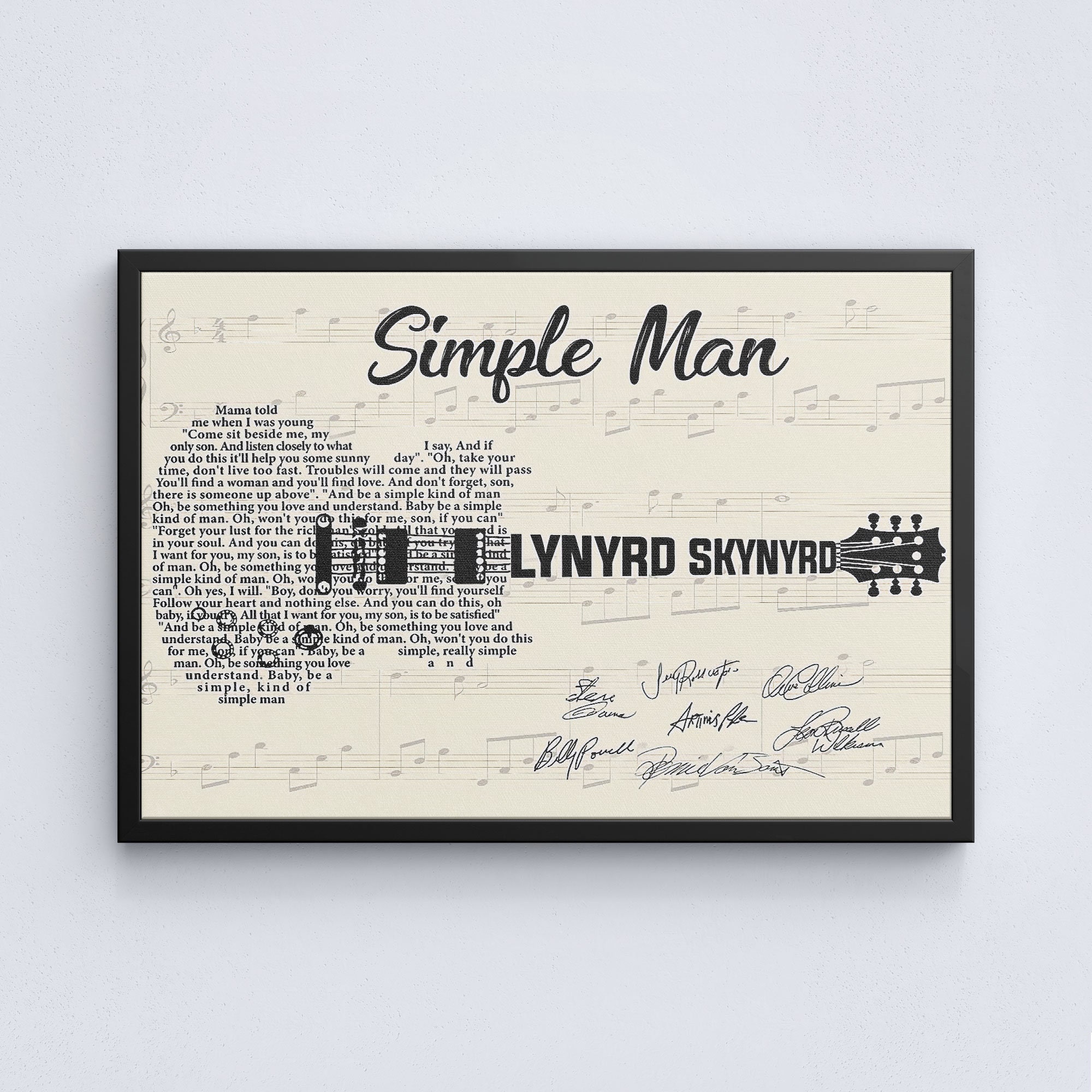 Lynyrd Skynyrd Simple Man Lyrics Poster Lyrics Canvas Simple | Etsy