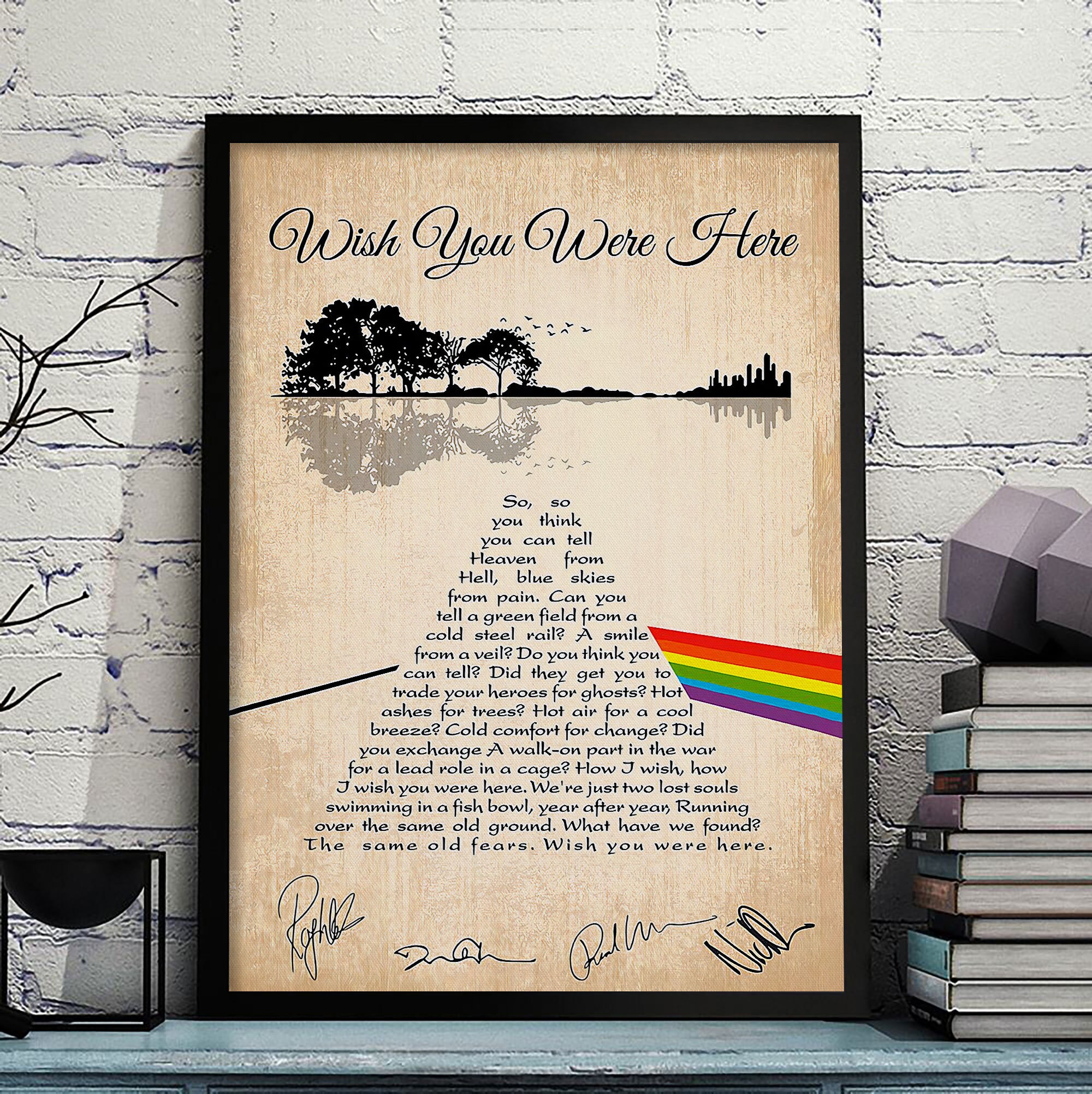 Pink Floyd Wish You Were Here Lyrics Poster Lyrics Canvas Etsy