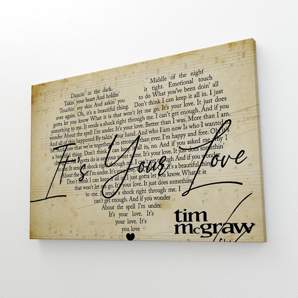 Tim mcgraw its your love lyrics poster faith hill etsy