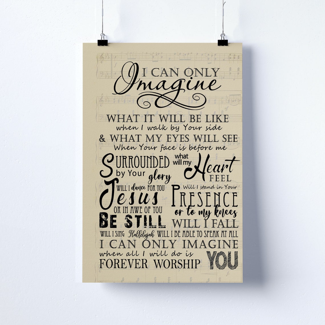 Mercyme I Can Only Imagine Lyrics Poster The Worship Project Etsy