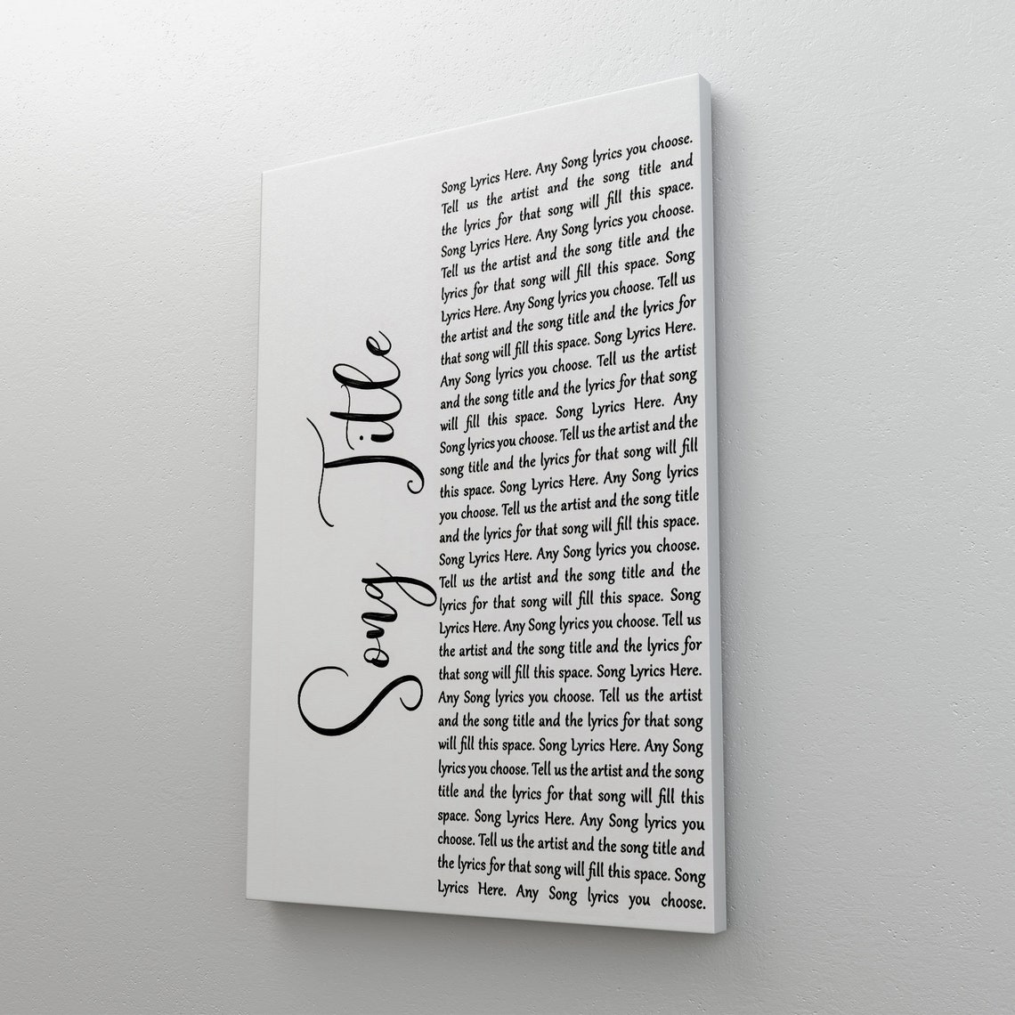 Custom Lyrics Poster Song Title Heart Poster Lyrics Canvas Etsy