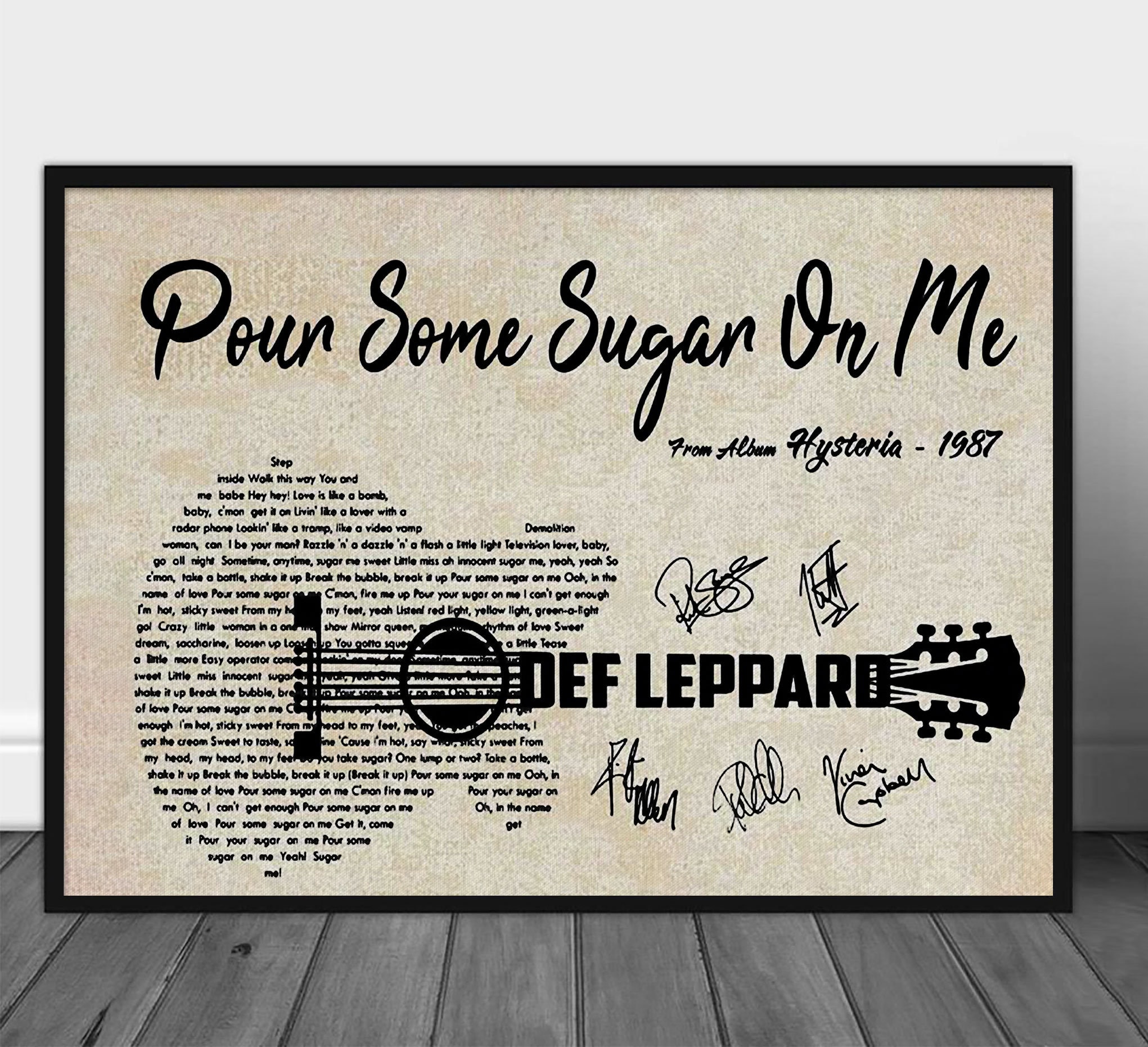 Def Leppard Pour Some Sugar On Me Lyrics Poster Coyote Ugly Etsy