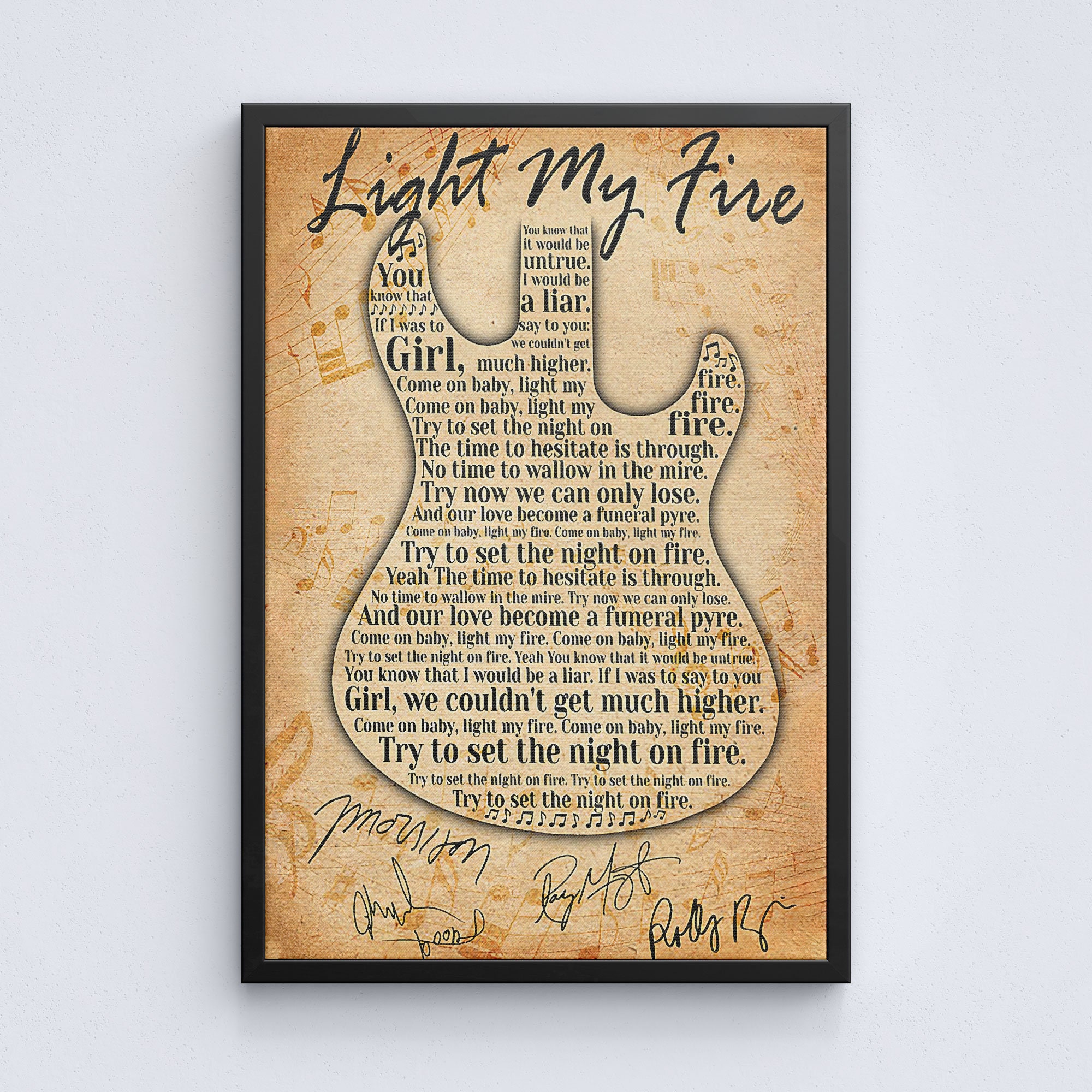 The doors light my fire lyrics poster lyrics poster light my etsy