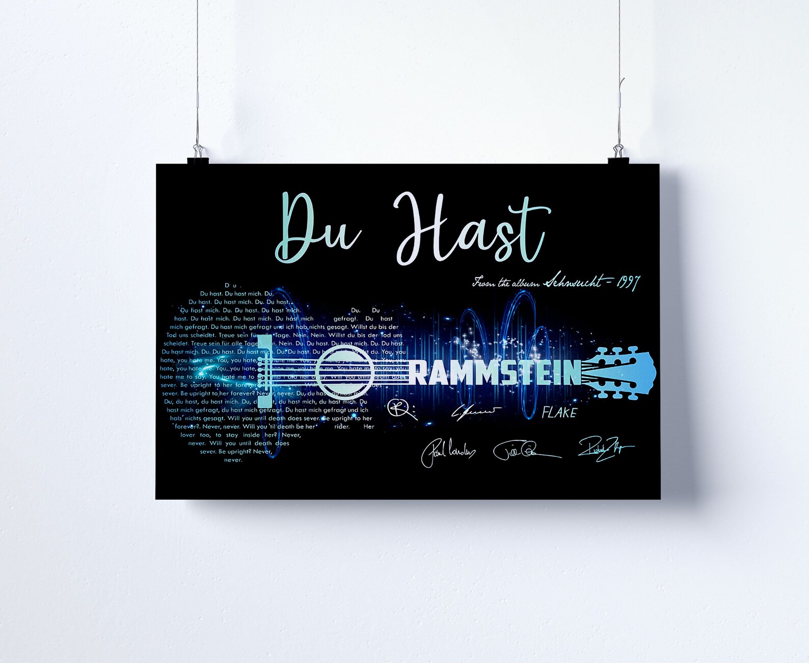 Rammstein Du Hast Lyrics Poster Rammstein Poster Rammstein Etsy
