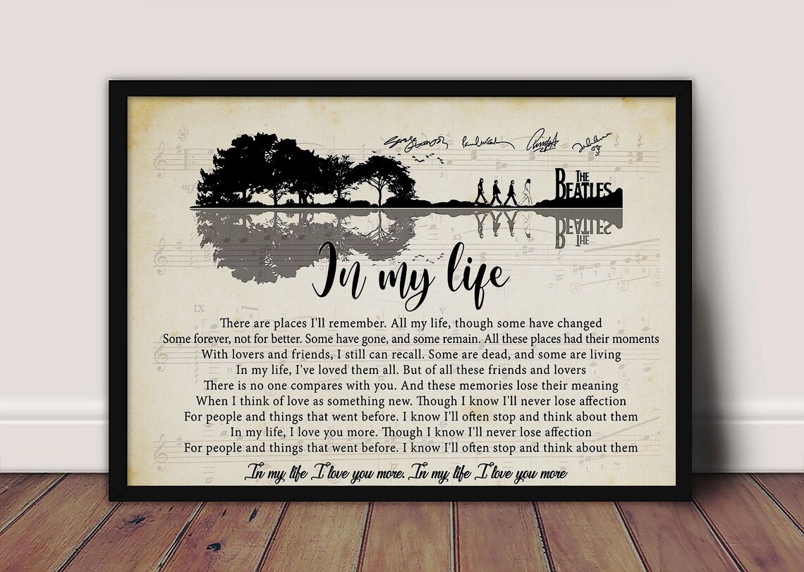 The Beatles In My Life Lyrics Poster Rubber Soul Lyrics Etsy