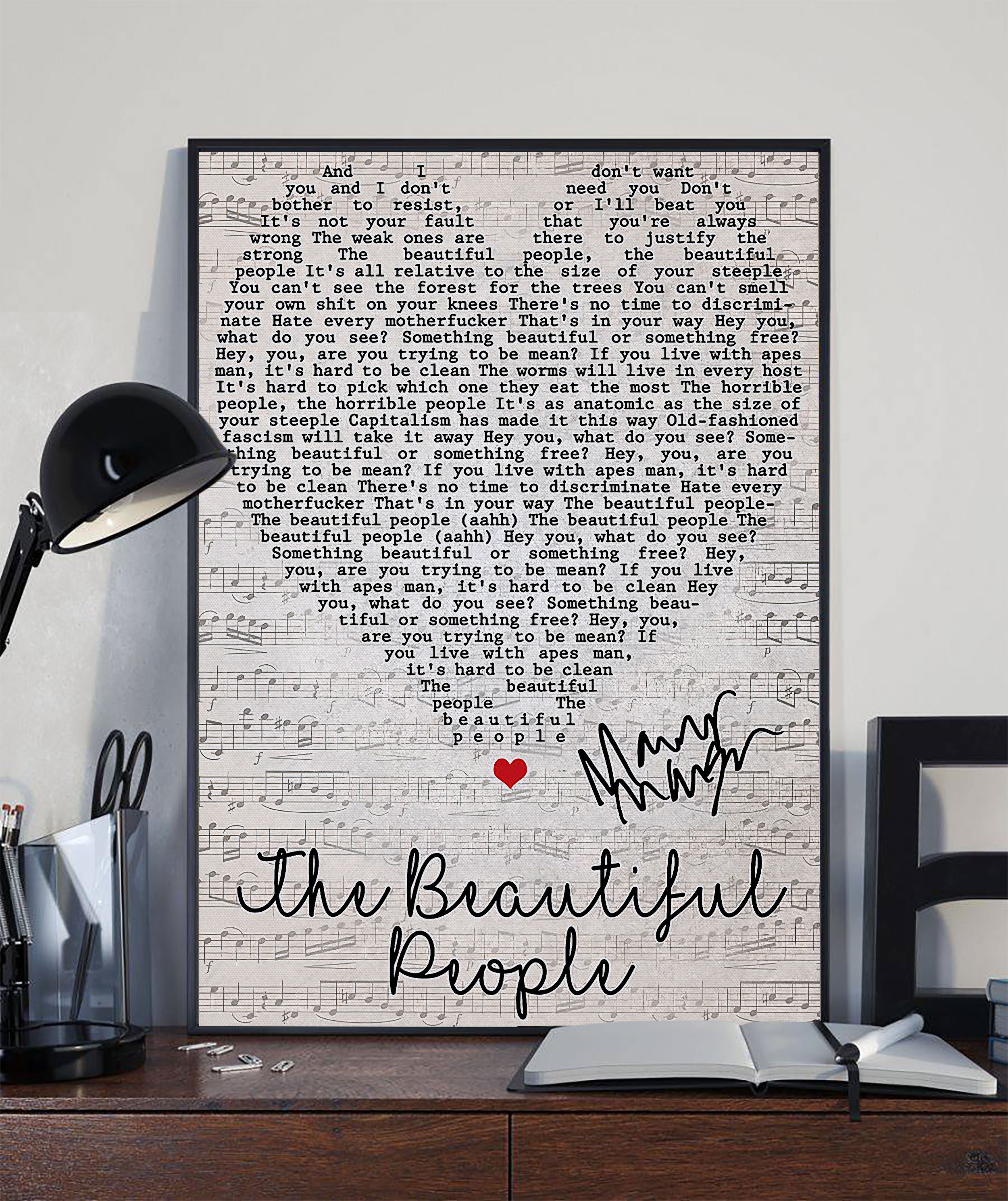 Marilyn Manson The Beautiful People Lyrics Poster Antichrist Etsy