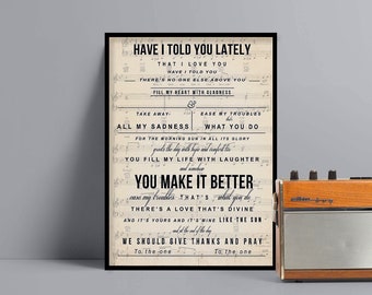 Rod Stewart Have I Told You Lately Lyrics Poster, Vagabond Heart, Lyric Canvas, Rod Stewart Poster, Rod Stewart Print, Rod Stewart Canvas