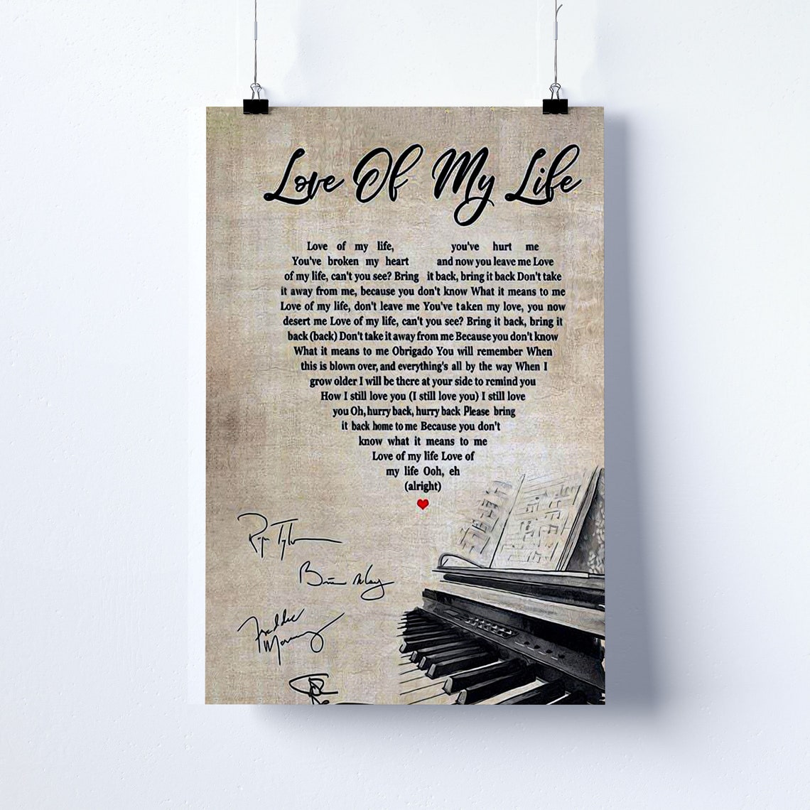 Queen Love Of My Life Lyrics Poster Queen Lyrics Queen | Etsy