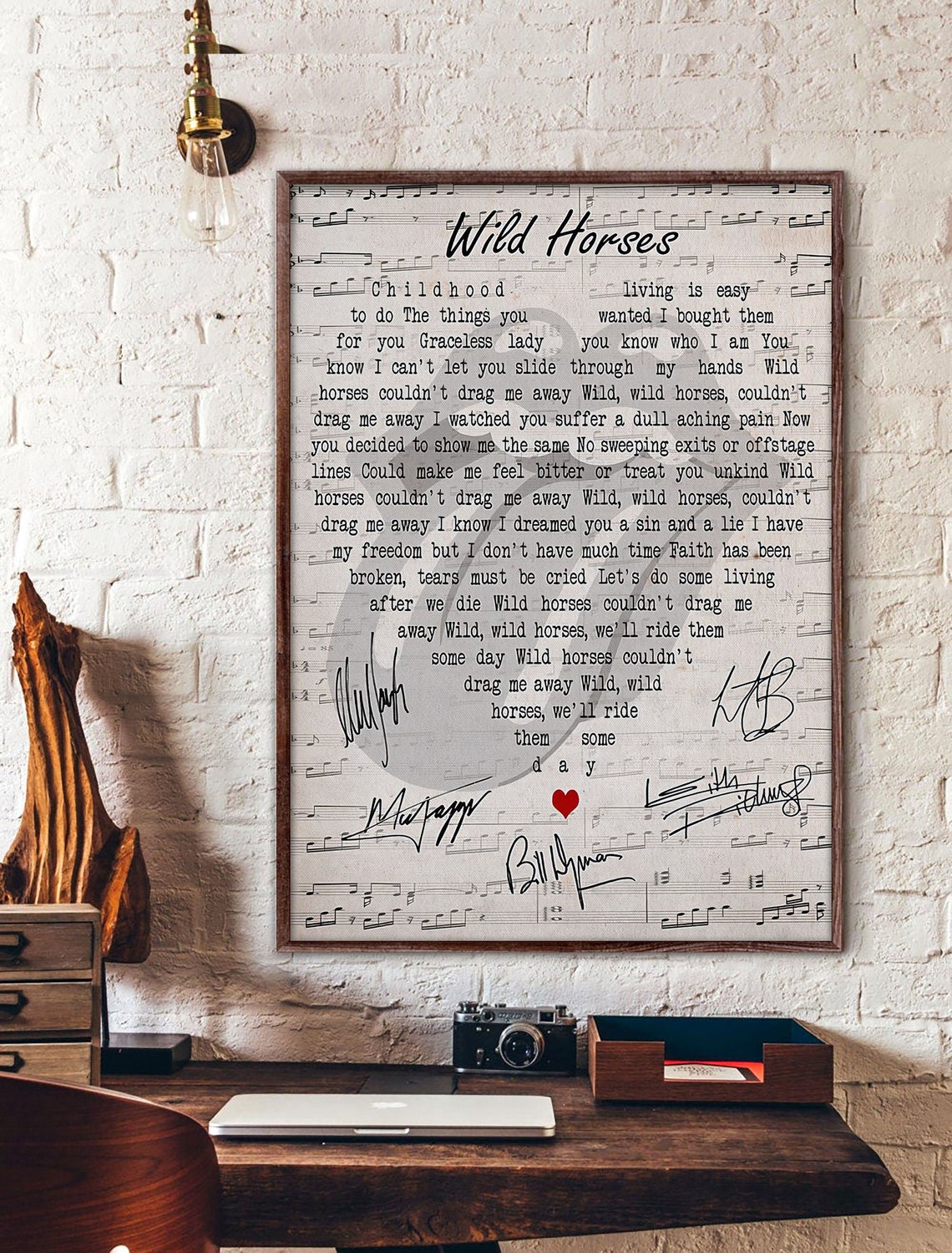 The Rolling Stones Wild Horses Lyrics Poster Sticky Fingers Etsy