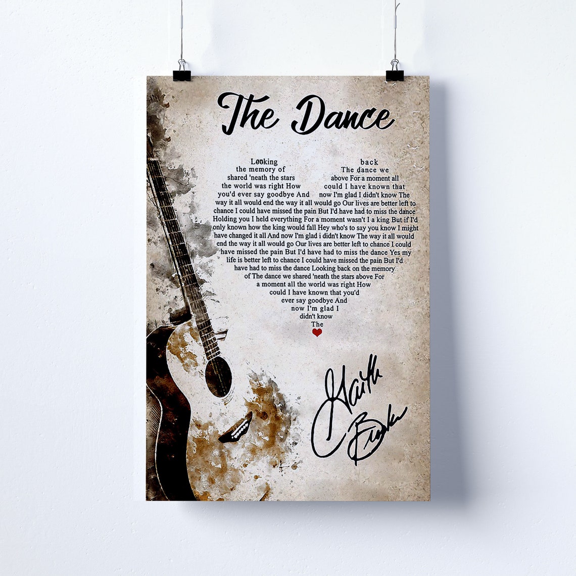 Garth Brooks The Dance Lyrics Poster Lyric Canvas Garth | Etsy