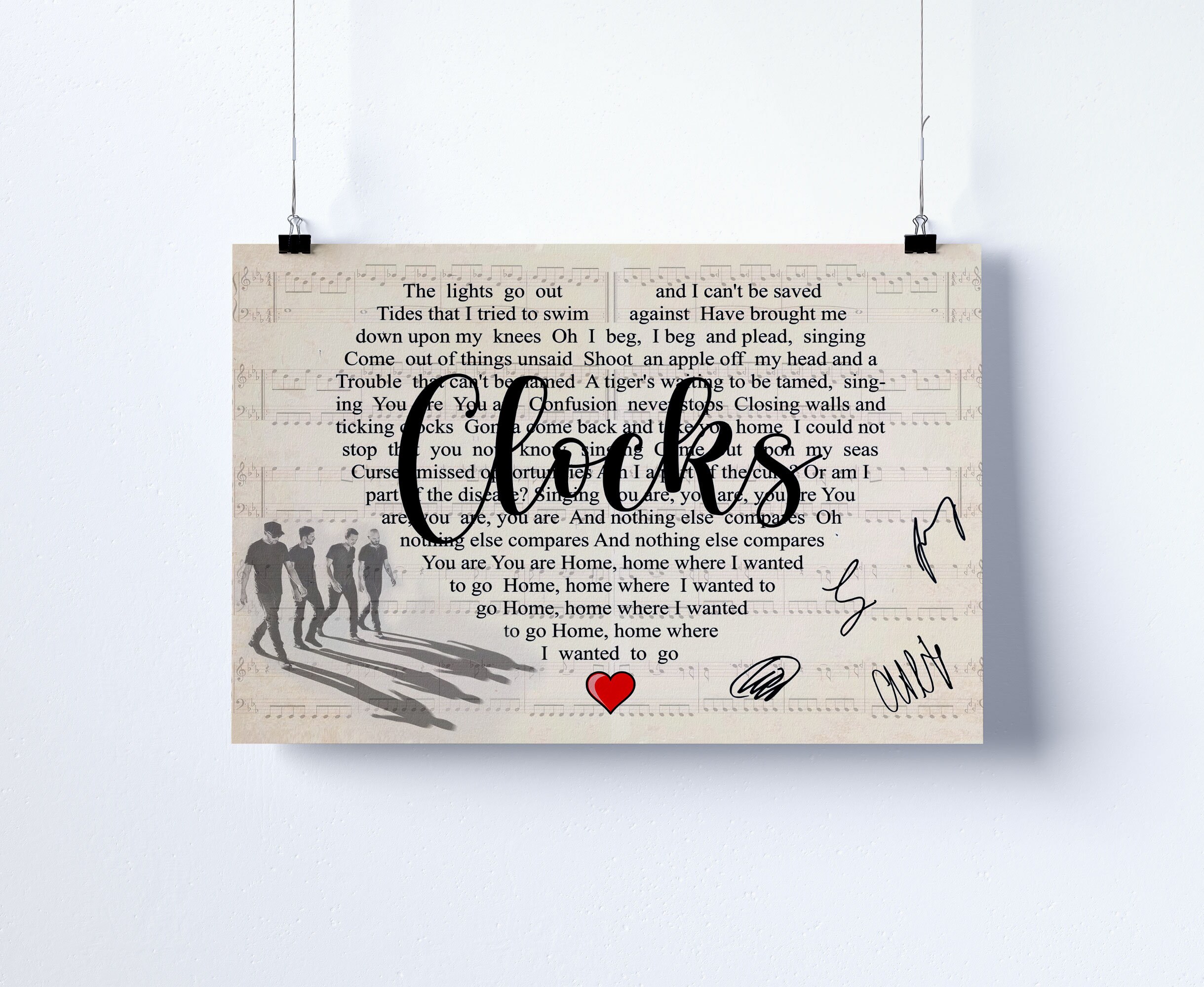 Coldplay Clocks Lyrics Poster Lyrics Poster Coldplay Poster Etsy