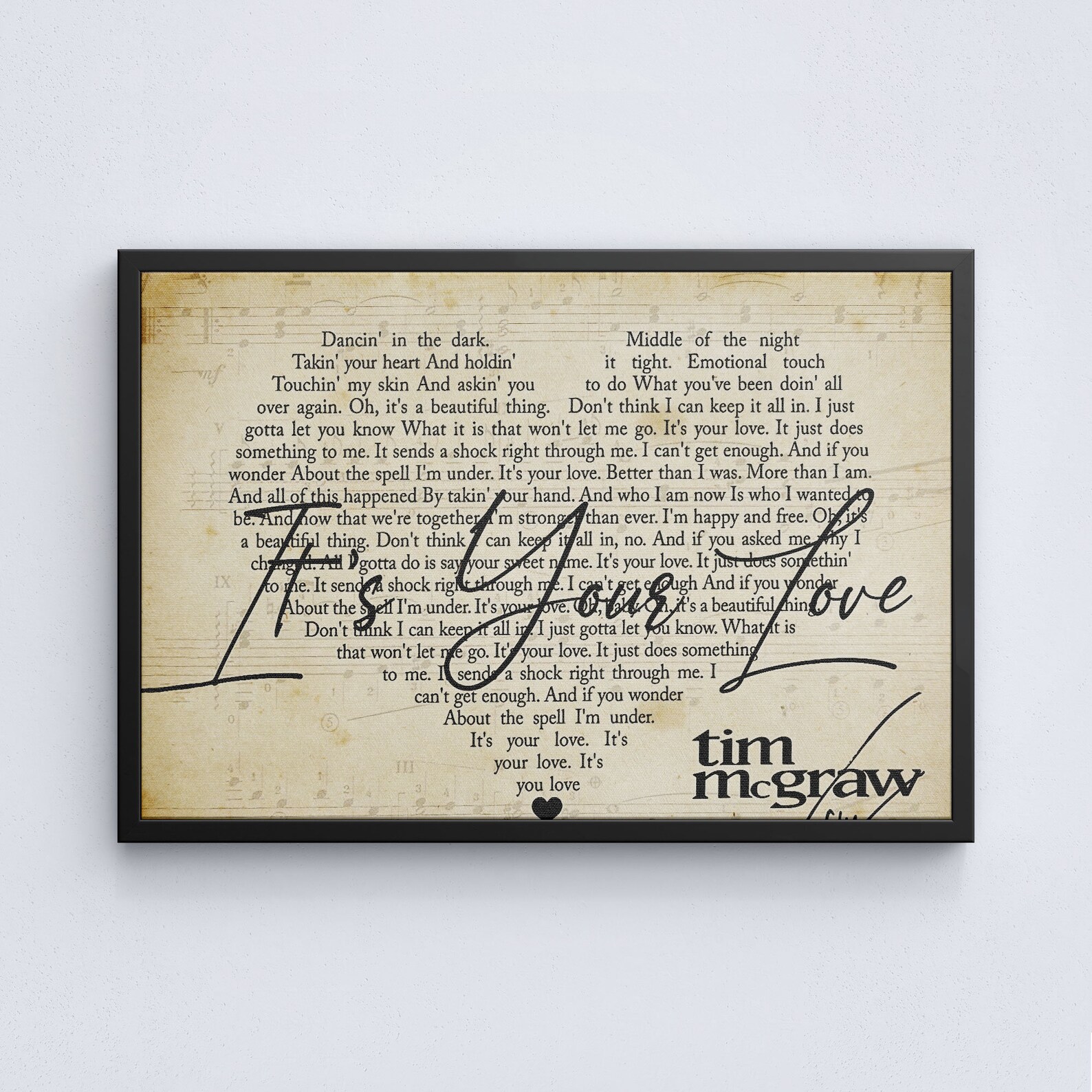 Tim mcgraw its your love lyrics poster faith hill etsy