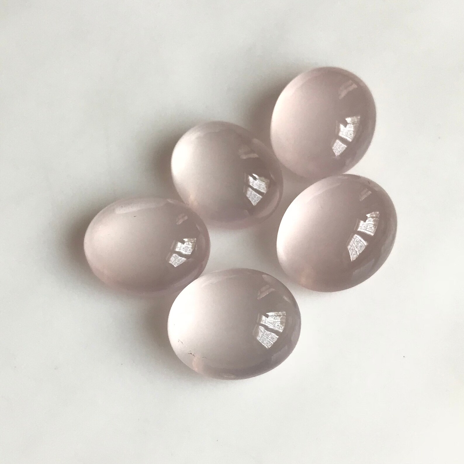 5 Pcs 8x10mm Rose Quartz Smooth Oval Cabochon Gemstone Loose Etsy UK