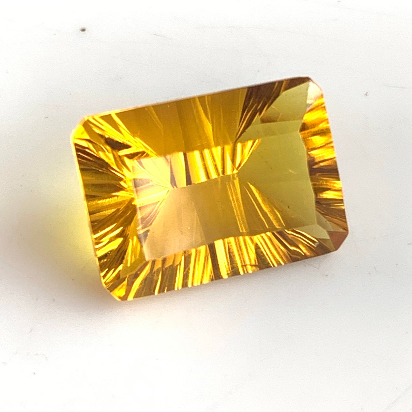 10x14mm Lab Citrine Faceted Concave Cut Octagon Cut Gemstone Etsy