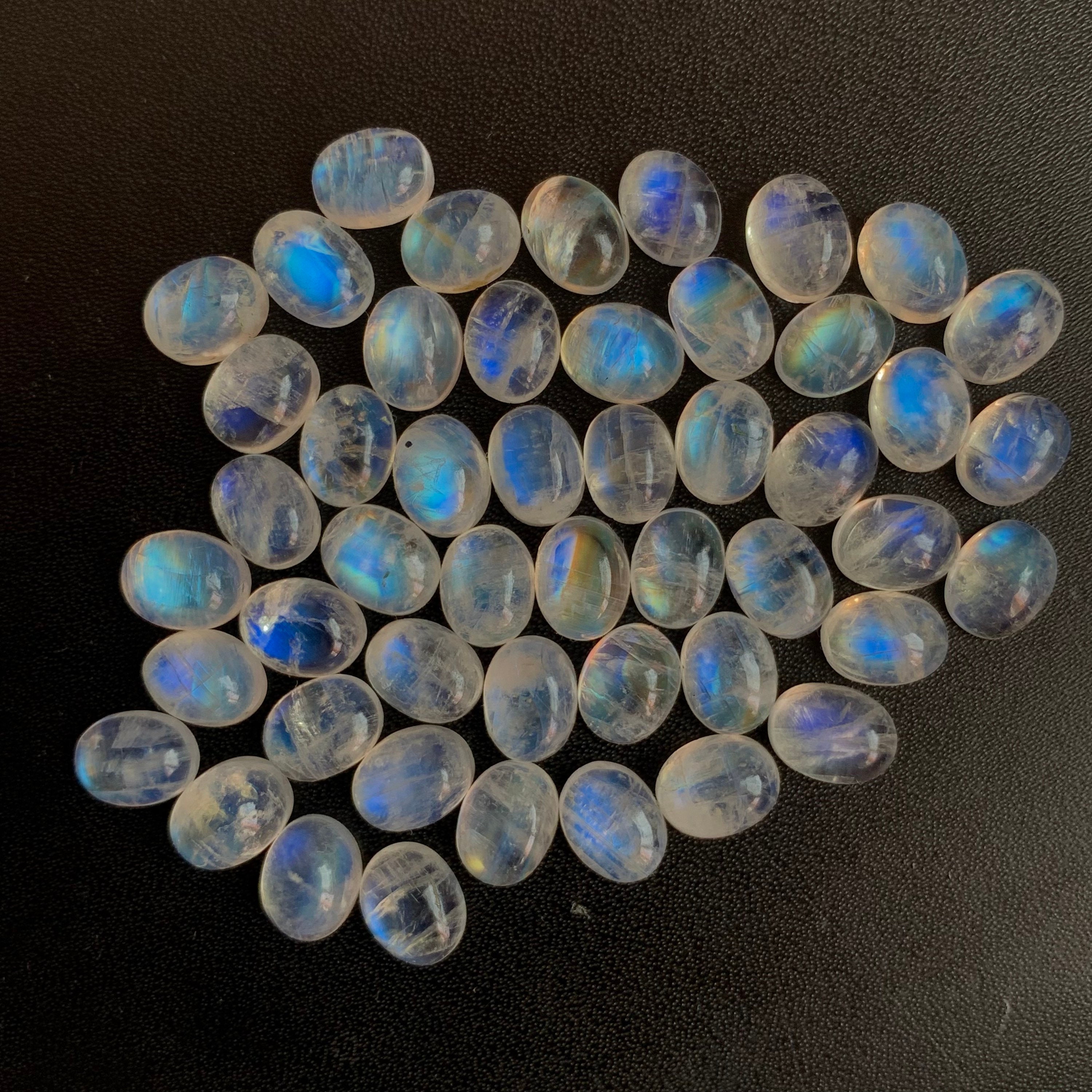 Great Lot of Natural Rainbow Moonstone 7x9 mm Octagon Faceted Cut Loose Gemstone 