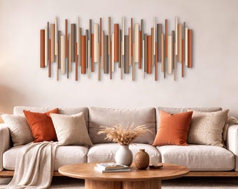 Modern Wood Wall Sculpture, 3D Geometric Statement Art, Abstract Decor