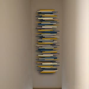 Ochre & White Wall Sculpture – Large Modern Abstract Wood Wall Art