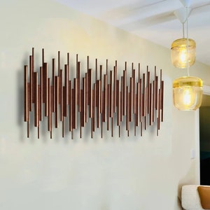 3D Artwork from Copper for Artists, Sound Wave Metal Art for Loft and Studio