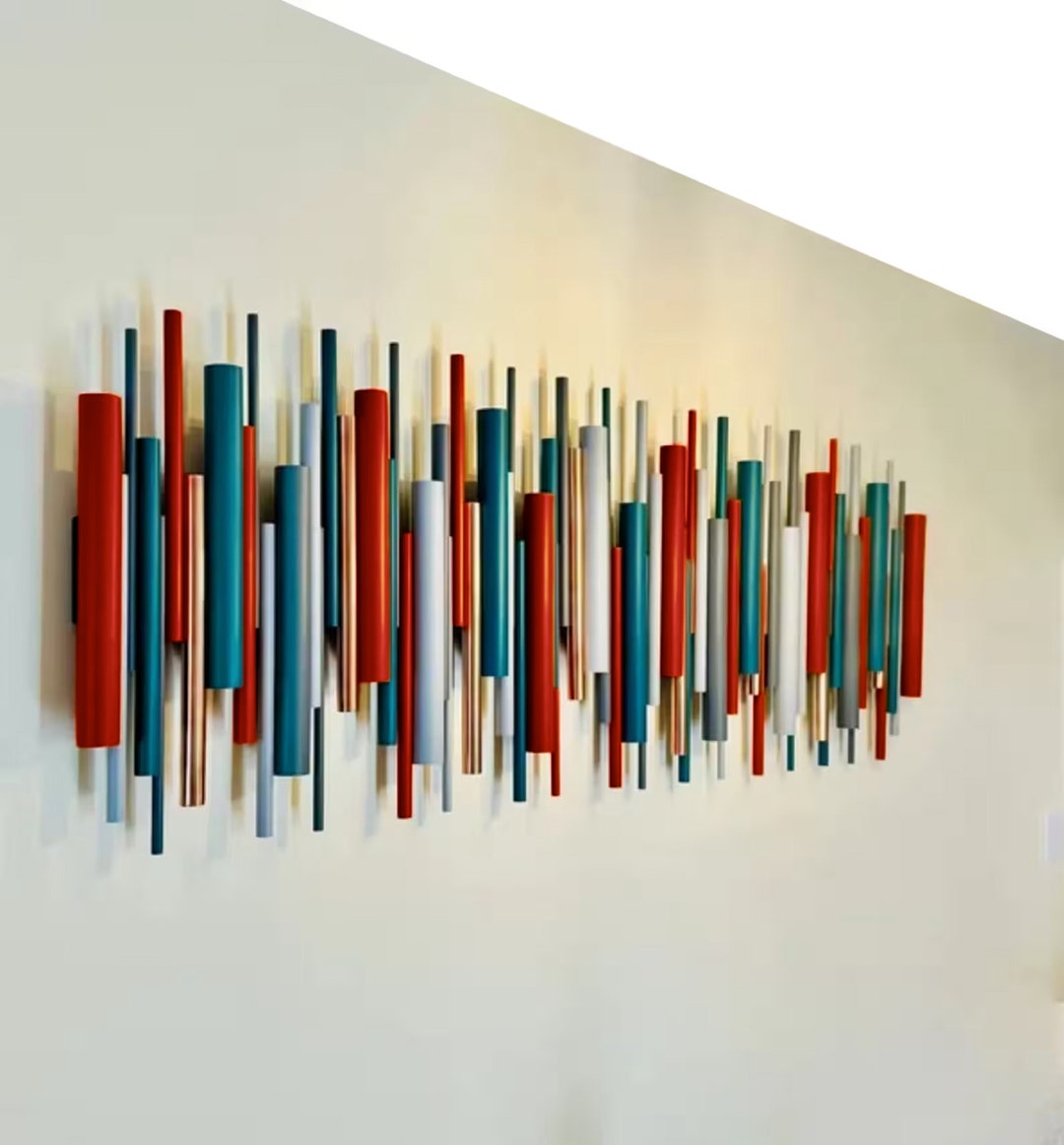 Red Modern Wall Art, Teal Wall Decor, Metal Wall Art, Wood Wall