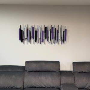 Purple & Black Wall Art – Luxury Abstract Wood Wall Sculpture