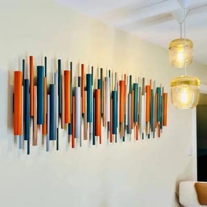 Original Modern wall art, 3d wall decor, Metal wall art, Wood wall sculpture