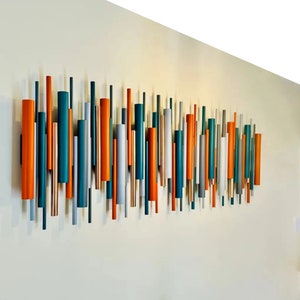 Original Modern wall art, 3d wall decor, Metal wall art, Wood wall sculpture