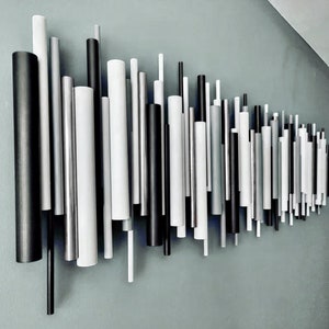 3D Wooden Metal Cylindrical Art for Creatives, 3D Art Wall Sculptures in Modern Style, Chrome Decor