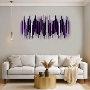 Shades of Purple Wall Art – Contemporary Abstract Wood Wall Sculpture