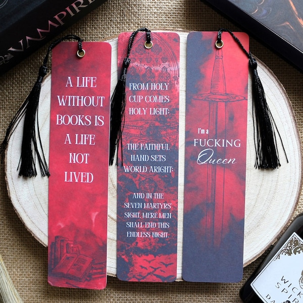 Empire of the Vampire Inspired Bookmark Collection, Gothic Bookmark, Fantasy Book, De Leon, Tassel, Horror Bookmark, Red and Black