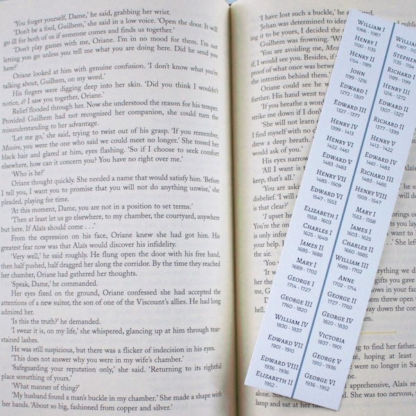 Kings and Queens of England Timeline Bookmark | History Gift | Historical Bookmark | Book Lover | Royal History | British Monarchy