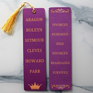 Six Wives Bookmark, Ex Wives, Tudor Bookmark, Aragon, Boylen, Seymour, Parr, Cleeves, Howard, Henry VIIII, Tudor History, Divorced, Survived