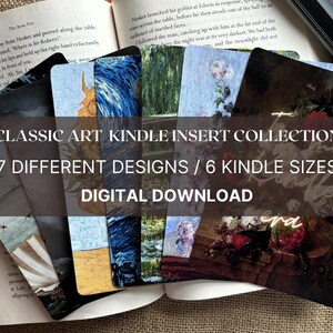 Classic Art Digital Download Kindle Insert, Kindle Accessory, 10th Gen Kindle, E Reader, Bookish Accessories, Kindle Insert, Clear Case